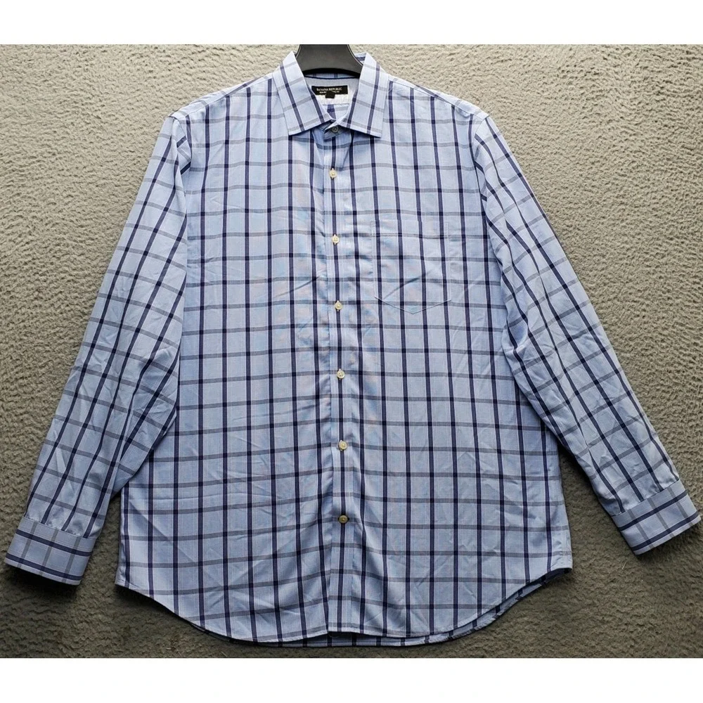 Banana Republic Shirt Men XL Multi Plaid Non-Iron Classic Fit Collared Button-Up